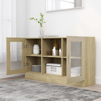 802789 vidaXL Vitrine Cabinet Sonoma Oak 120x30,5x70 cm Engineered Wood