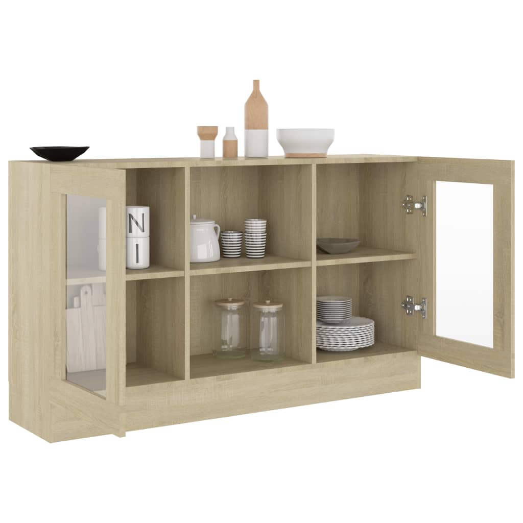 802789 vidaXL Vitrine Cabinet Sonoma Oak 120x30,5x70 cm Engineered Wood