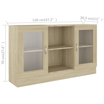 802789 vidaXL Vitrine Cabinet Sonoma Oak 120x30,5x70 cm Engineered Wood