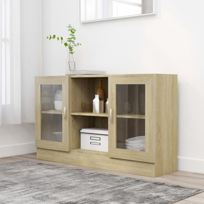 802789 vidaXL Vitrine Cabinet Sonoma Oak 120x30,5x70 cm Engineered Wood