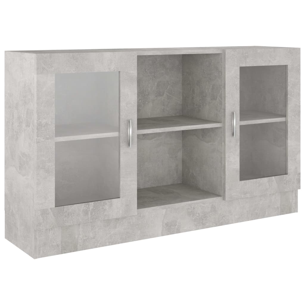 802790 vidaXL Vitrine Cabinet Concrete Grey 120x30,5x70 cm Engineered Wood