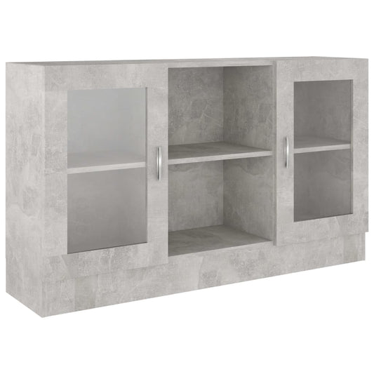 802790 vidaXL Vitrine Cabinet Concrete Grey 120x30,5x70 cm Engineered Wood