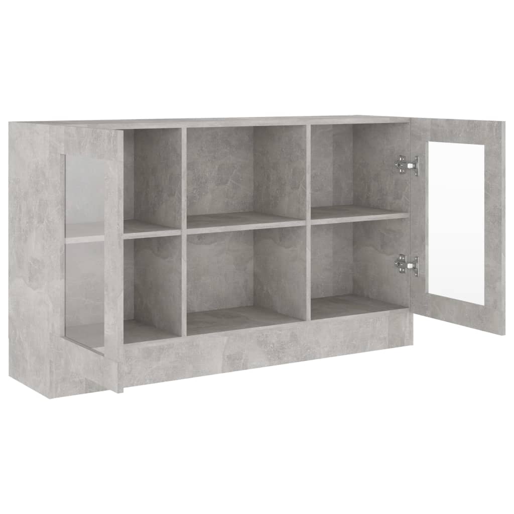 802790 vidaXL Vitrine Cabinet Concrete Grey 120x30,5x70 cm Engineered Wood
