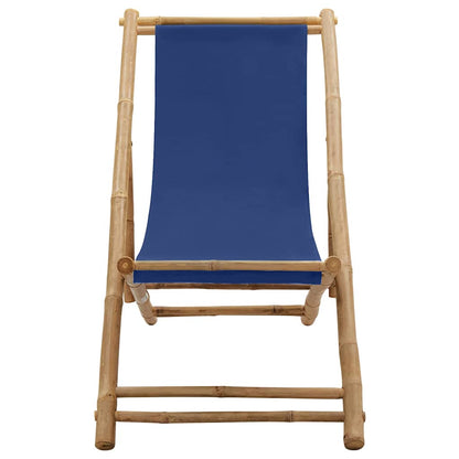 313019 vidaXL Deck Chair Bamboo and Canvas Navy Blue