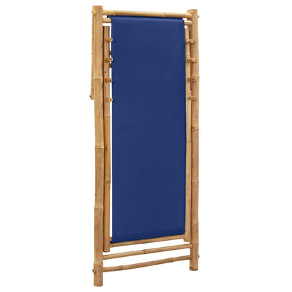 313019 vidaXL Deck Chair Bamboo and Canvas Navy Blue