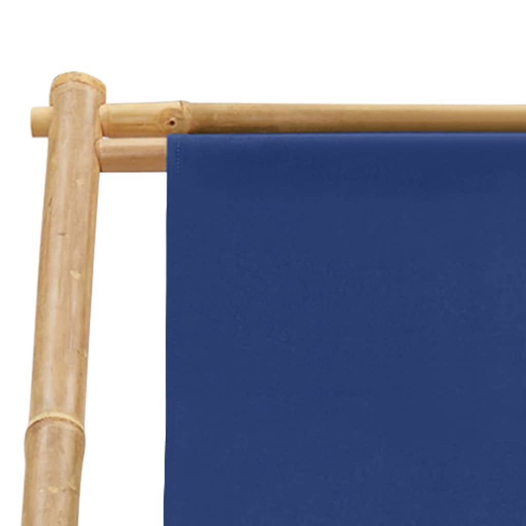 313019 vidaXL Deck Chair Bamboo and Canvas Navy Blue