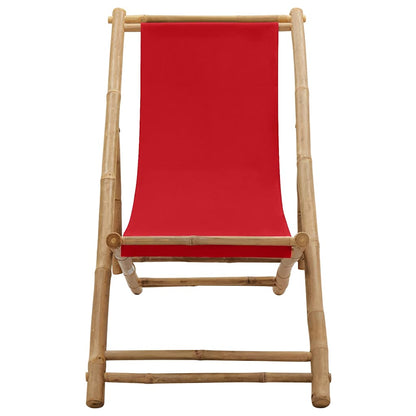vidaXL Beach Chair | Red | Canvas (100% polyester), Bamboo | 60 x | Foldable