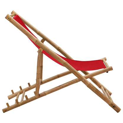 vidaXL Beach Chair | Red | Canvas (100% polyester), Bamboo | 60 x | Foldable