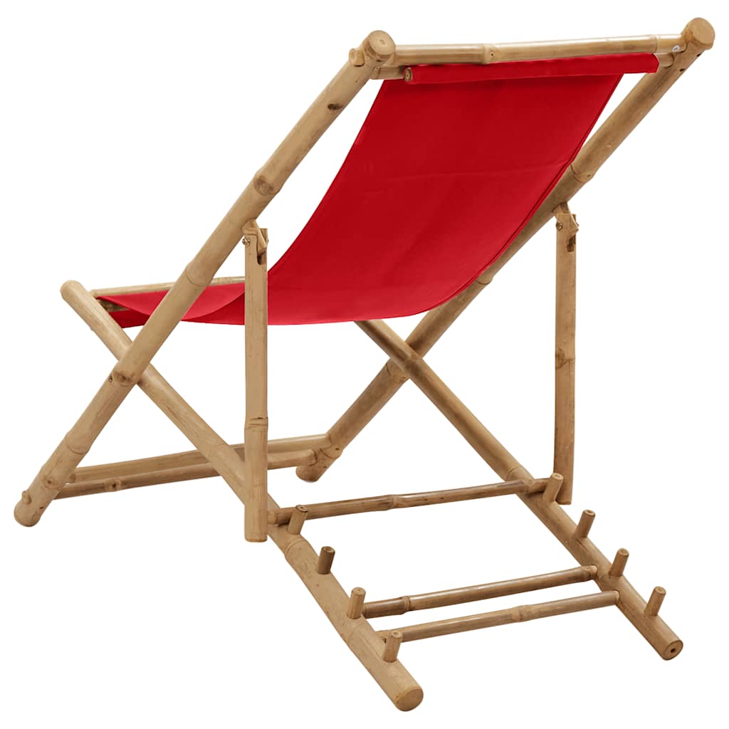 vidaXL Beach Chair | Red | Canvas (100% polyester), Bamboo | 60 x | Foldable