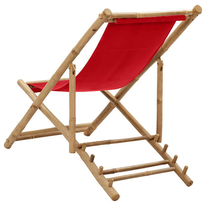 vidaXL Beach Chair | Red | Canvas (100% polyester), Bamboo | 60 x | Foldable