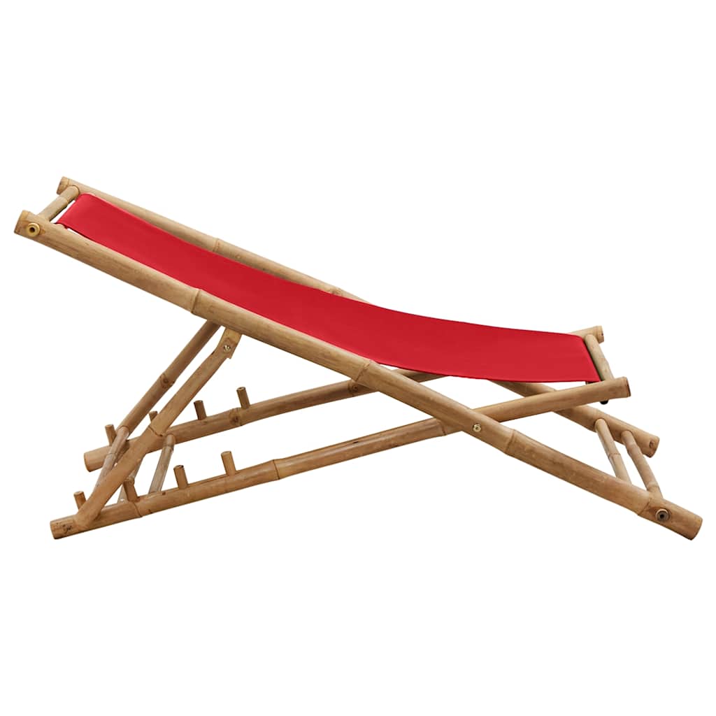 vidaXL Beach Chair | Red | Canvas (100% polyester), Bamboo | 60 x | Foldable