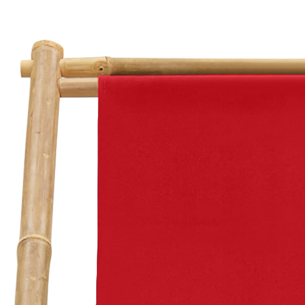 vidaXL Beach Chair | Red | Canvas (100% polyester), Bamboo | 60 x | Foldable