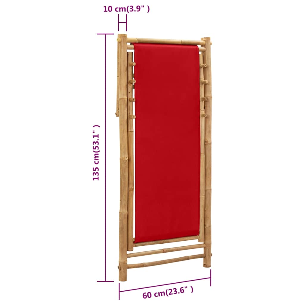 vidaXL Beach Chair | Red | Canvas (100% polyester), Bamboo | 60 x | Foldable