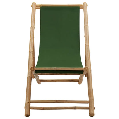 vidaXL Beach Chair | Green | Bamboo and canvas | Perfect for adults | Foldable
