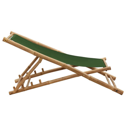 vidaXL Beach Chair | Green | Bamboo and canvas | Perfect for adults | Foldable