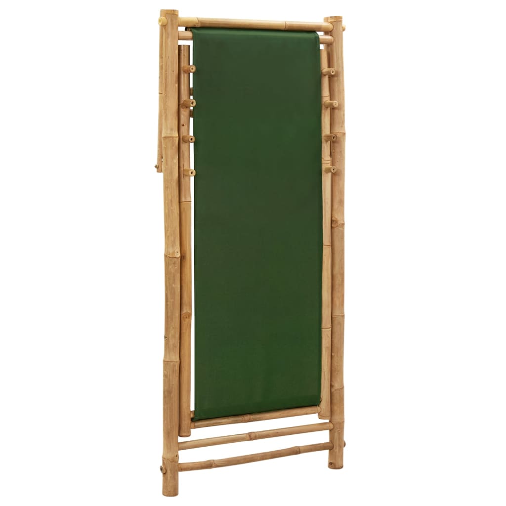 vidaXL Beach Chair | Green | Bamboo and canvas | Perfect for adults | Foldable