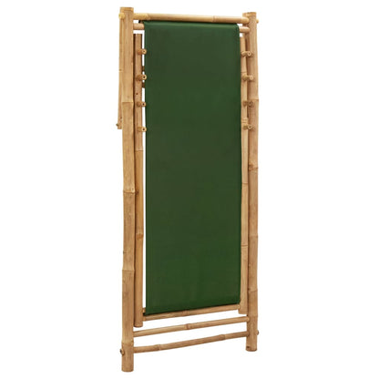 vidaXL Beach Chair | Green | Bamboo and canvas | Perfect for adults | Foldable