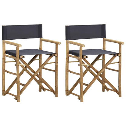 313029 vidaXL Folding Director's Chairs 2 pcs Dark Grey Bamboo and Fabric