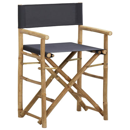 313029 vidaXL Folding Director's Chairs 2 pcs Dark Grey Bamboo and Fabric