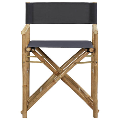 313029 vidaXL Folding Director's Chairs 2 pcs Dark Grey Bamboo and Fabric