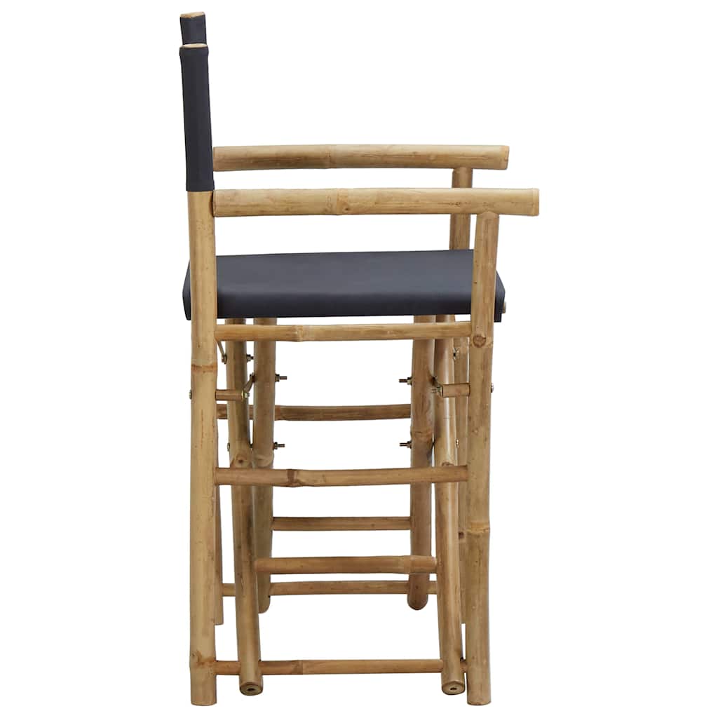 313029 vidaXL Folding Director's Chairs 2 pcs Dark Grey Bamboo and Fabric