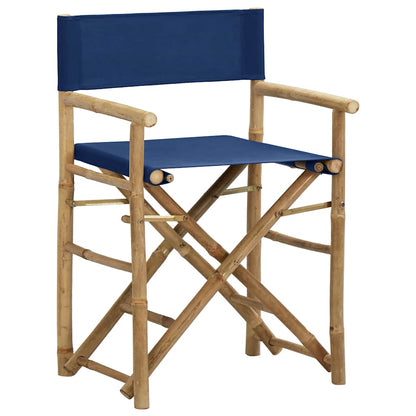 313030 vidaXL Folding Director's Chairs 2 pcs Blue Bamboo and Fabric