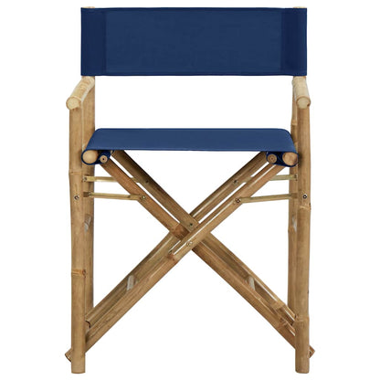 313030 vidaXL Folding Director's Chairs 2 pcs Blue Bamboo and Fabric