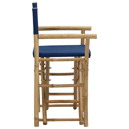 313030 vidaXL Folding Director's Chairs 2 pcs Blue Bamboo and Fabric