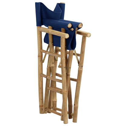 313030 vidaXL Folding Director's Chairs 2 pcs Blue Bamboo and Fabric