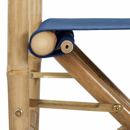 313030 vidaXL Folding Director's Chairs 2 pcs Blue Bamboo and Fabric