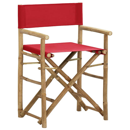 313031 vidaXL Folding Director's Chairs 2 pcs Red Bamboo and Fabric