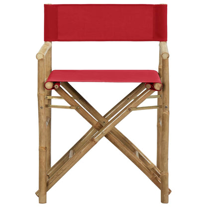 313031 vidaXL Folding Director's Chairs 2 pcs Red Bamboo and Fabric