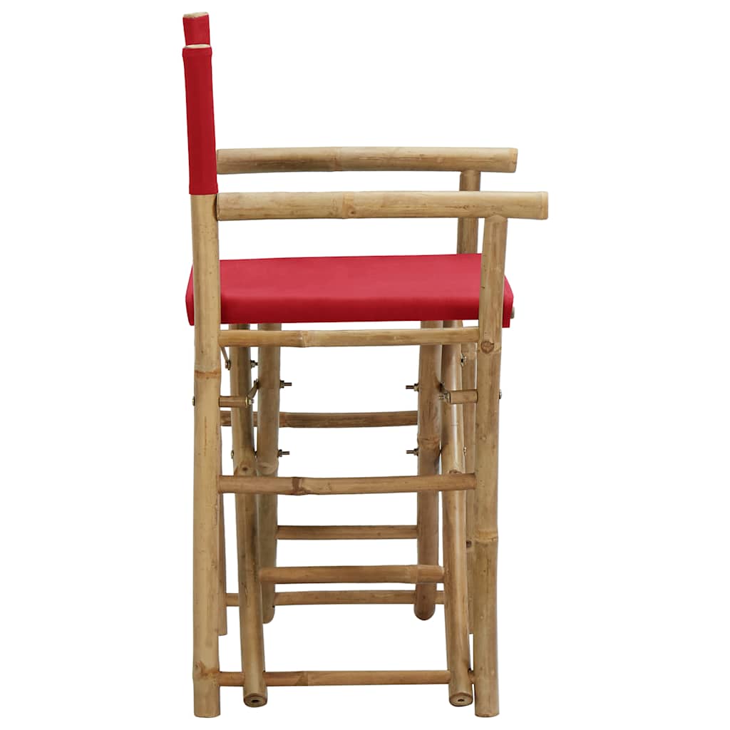 313031 vidaXL Folding Director's Chairs 2 pcs Red Bamboo and Fabric