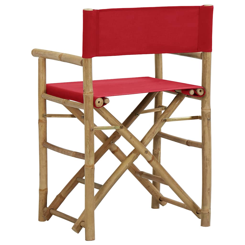 313031 vidaXL Folding Director's Chairs 2 pcs Red Bamboo and Fabric