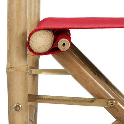 313031 vidaXL Folding Director's Chairs 2 pcs Red Bamboo and Fabric