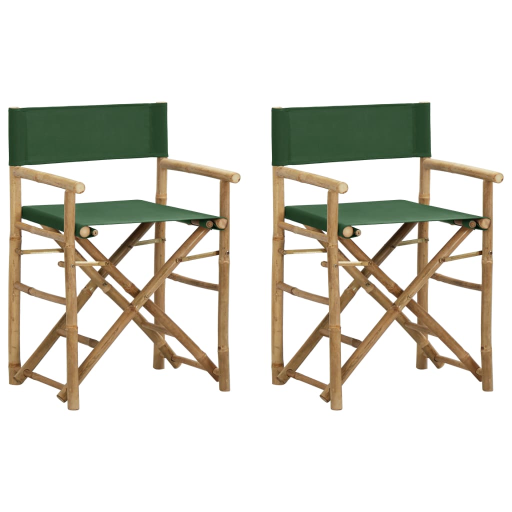 vidaXL Directors Chair | Set of 2 | Green | Bamboo, fabric (100% polyester)