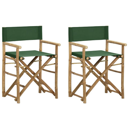 vidaXL Directors Chair | Set of 2 | Green | Bamboo, fabric (100% polyester)