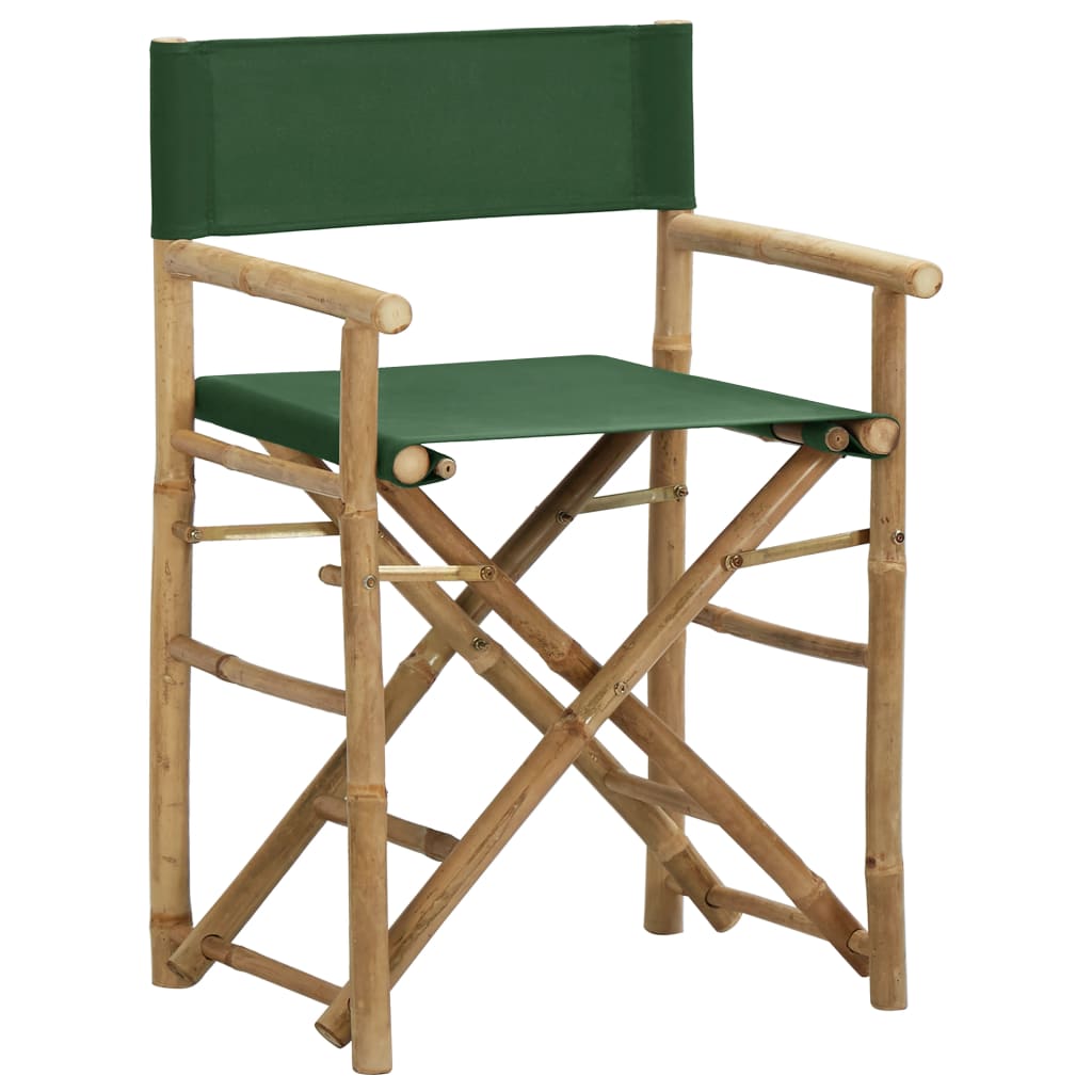 vidaXL Directors Chair | Set of 2 | Green | Bamboo, fabric (100% polyester)