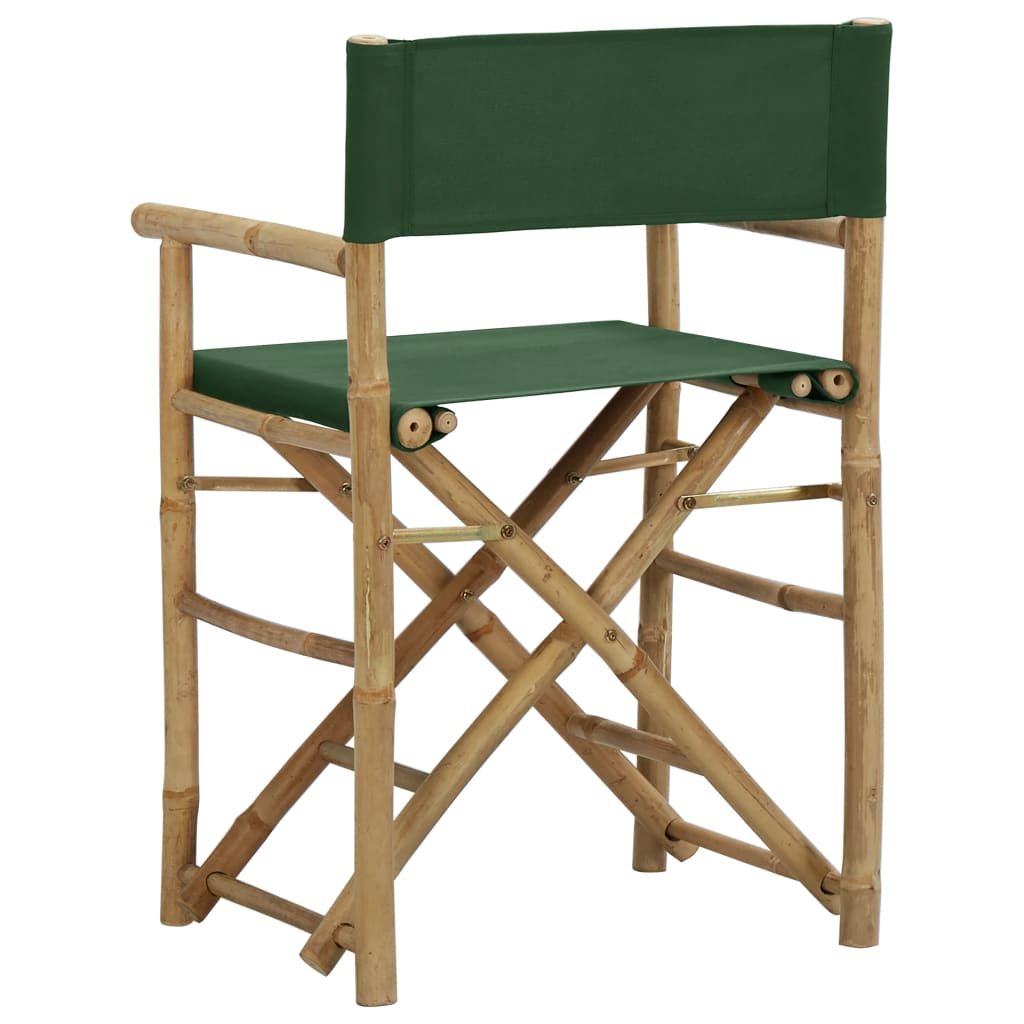 vidaXL Directors Chair | Set of 2 | Green | Bamboo, fabric (100% polyester)