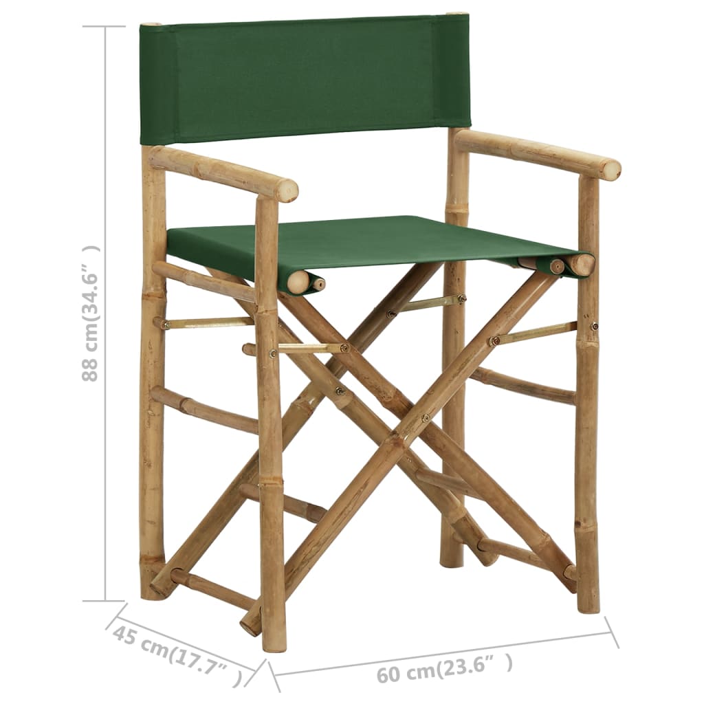 vidaXL Directors Chair | Set of 2 | Green | Bamboo, fabric (100% polyester)