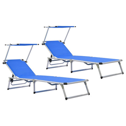 vidaXL Sun Lounger | Blue | Aluminium, Textilene | Standard | Foldable