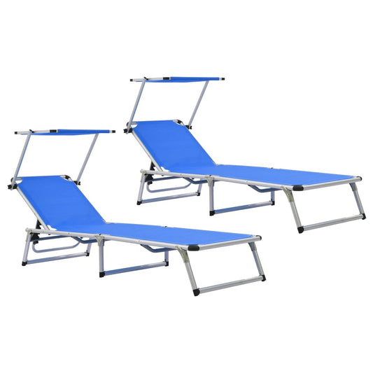 vidaXL Sun Lounger | Blue | Aluminium, Textilene | Standard | Foldable