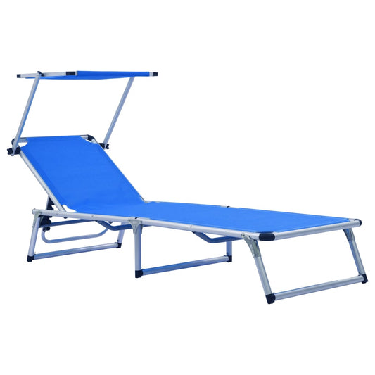 vidaXL Sun Lounger | Blue | Aluminium, Textilene | Standard | Foldable