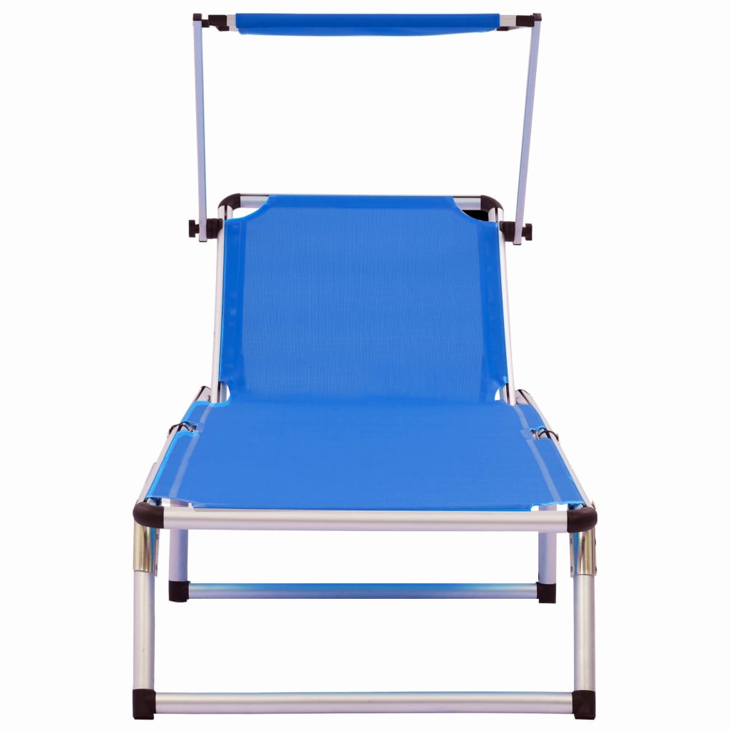 vidaXL Sun Lounger | Blue | Aluminium, Textilene | Standard | Foldable