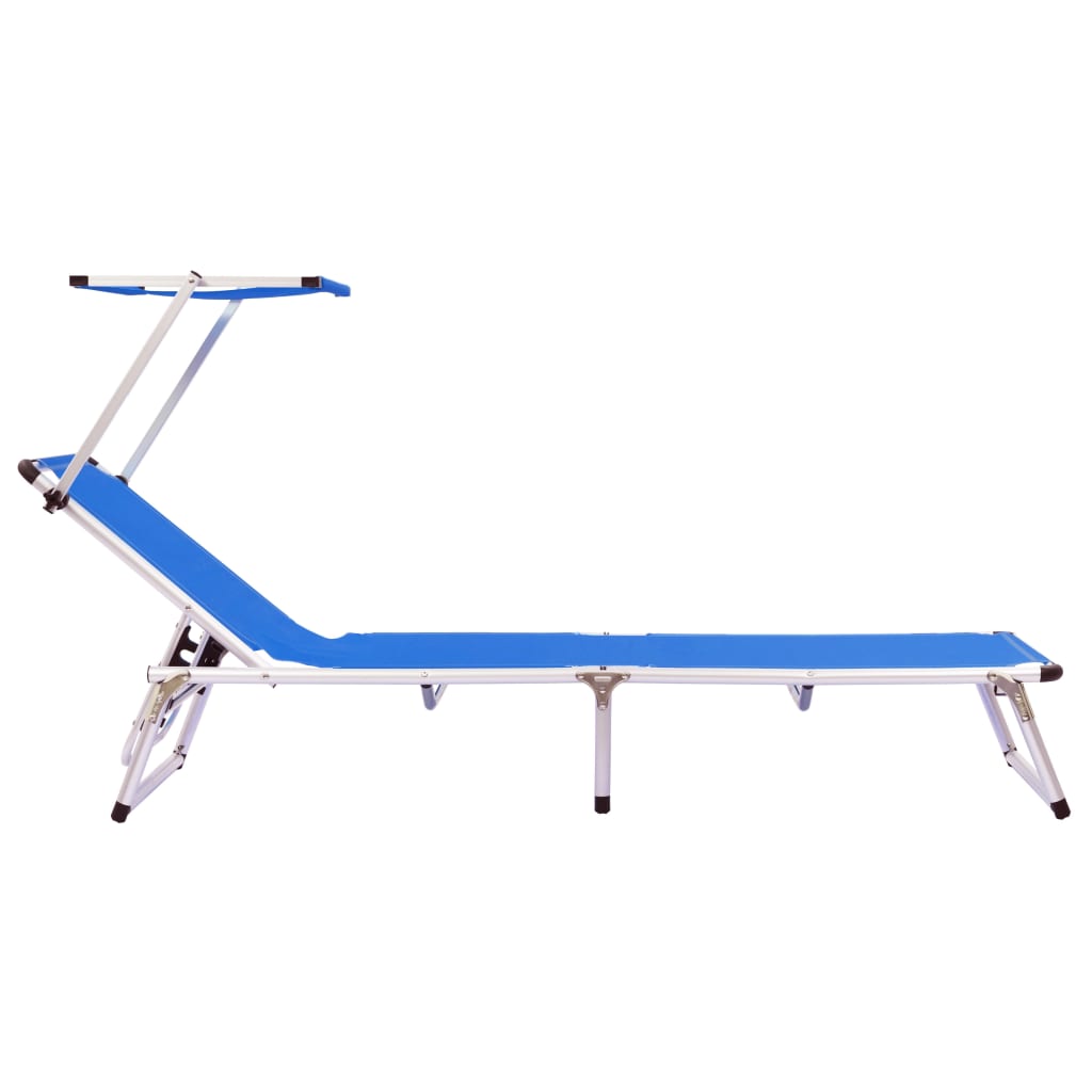 vidaXL Sun Lounger | Blue | Aluminium, Textilene | Standard | Foldable