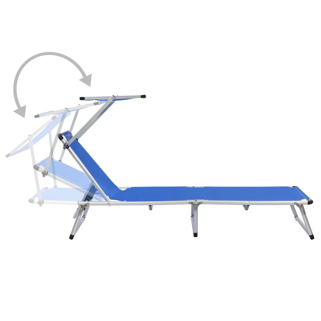 vidaXL Sun Lounger | Blue | Aluminium, Textilene | Standard | Foldable