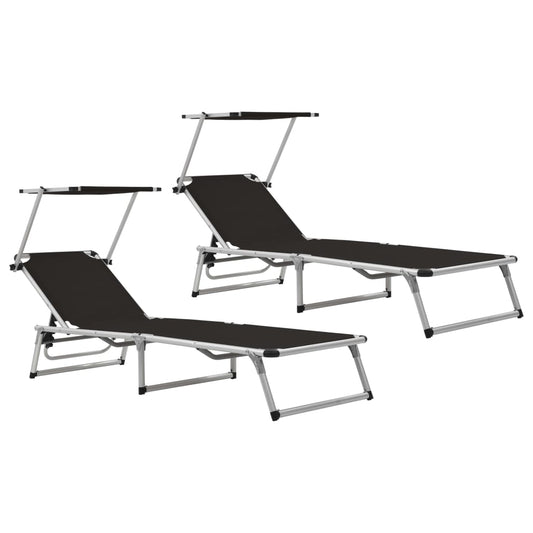 vidaXL Sun Lounger | Black | Aluminium, Textilene | Standard adult size