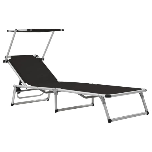 vidaXL Sun Lounger | Black | Aluminium, Textilene | Standard adult size
