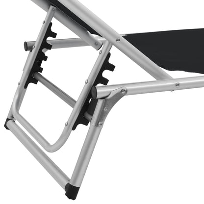vidaXL Folding Sun Loungers with Roof 2 pcs Aluminium&Textilene Black