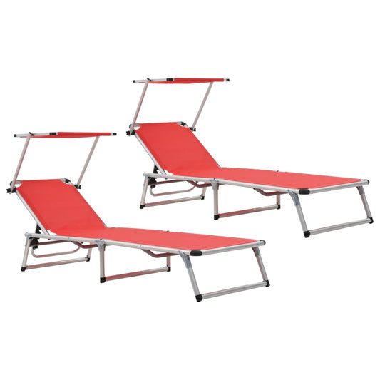 vidaXL Sun Lounger | Red | Aluminium | Standard | Collapsible